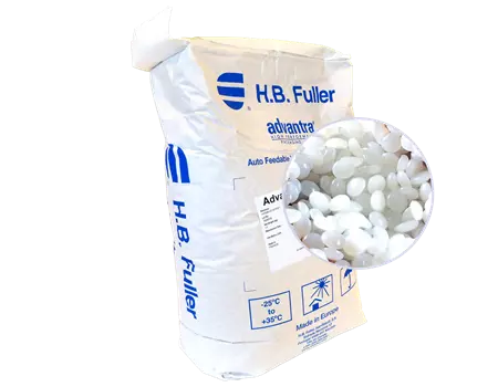 Colle hotmelt H.B. Fuller spéciale packaging Advantra 9435 base métallocène - Cadence rapide | CHMFA9435-M | Bulteau Systems